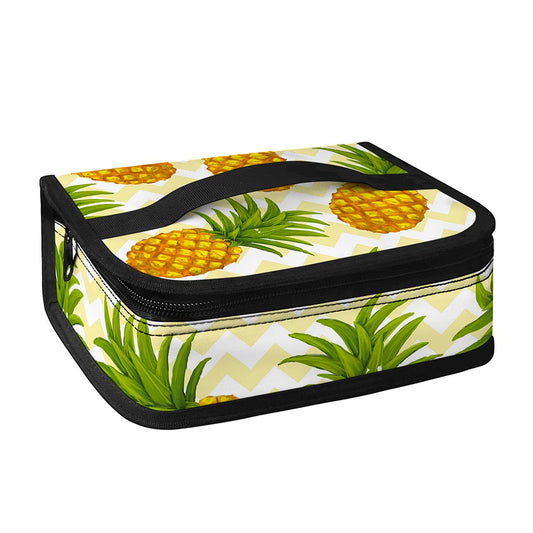 Beige Zig Zag Pineapple Pattern Print Small Lunch Bag