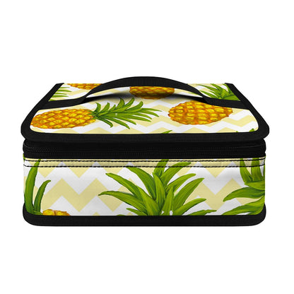 Beige Zig Zag Pineapple Pattern Print Small Lunch Bag