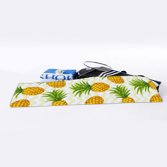 Beige Zig Zag Pineapple Pattern Print Sports Towel