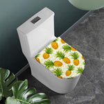 Beige Zig Zag Pineapple Pattern Print Toilet Lid Cover