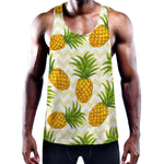 Beige Zig Zag Pineapple Pattern Print Training Tank Top