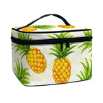 Beige Zig Zag Pineapple Pattern Print Travel Makeup Bag