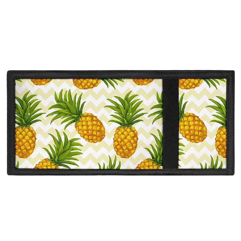 Beige Zig Zag Pineapple Pattern Print Trifold Wallet