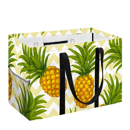 Beige Zig Zag Pineapple Pattern Print Utility Tote Bag