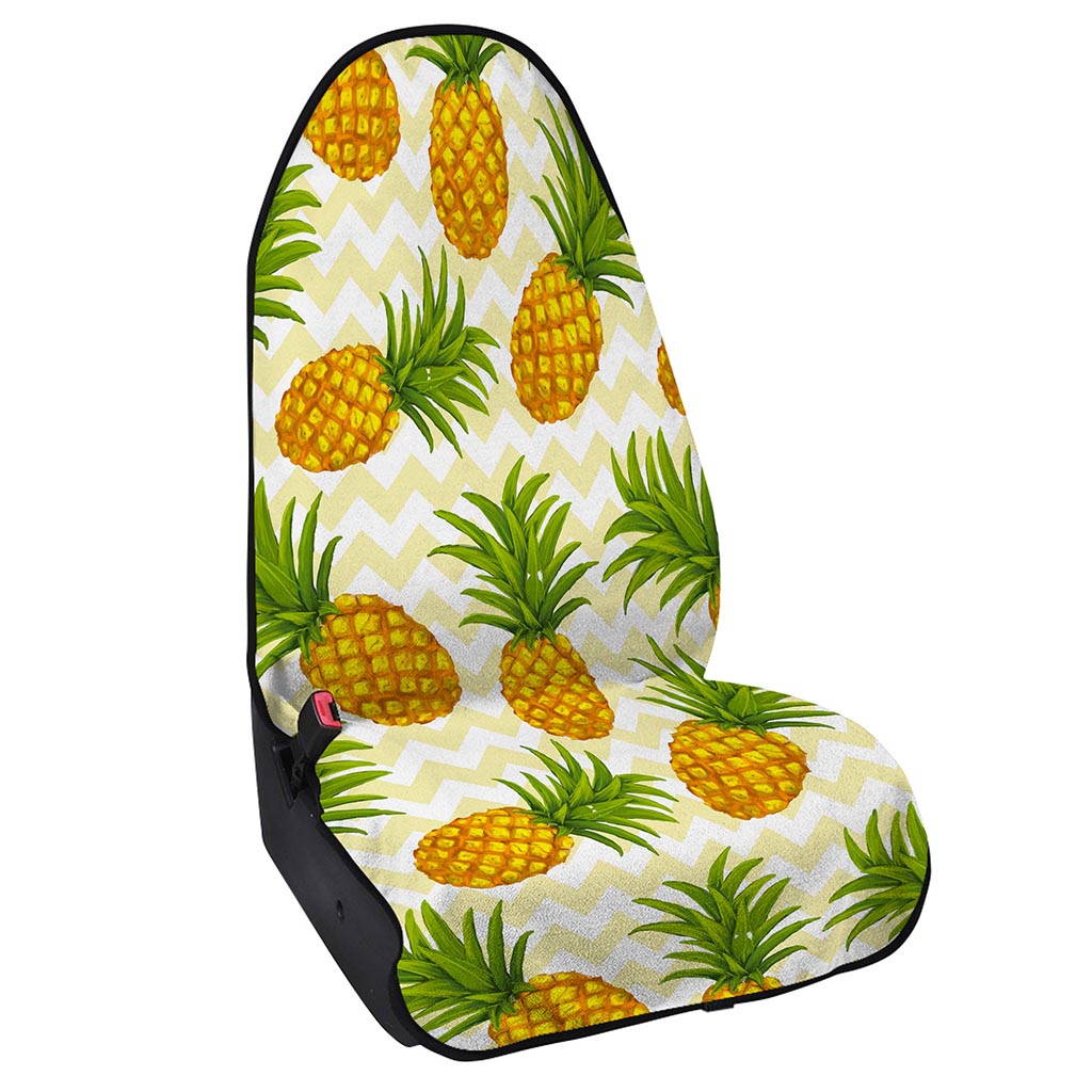 Beige Zig Zag Pineapple Pattern Print Waterproof Car Seat Cover