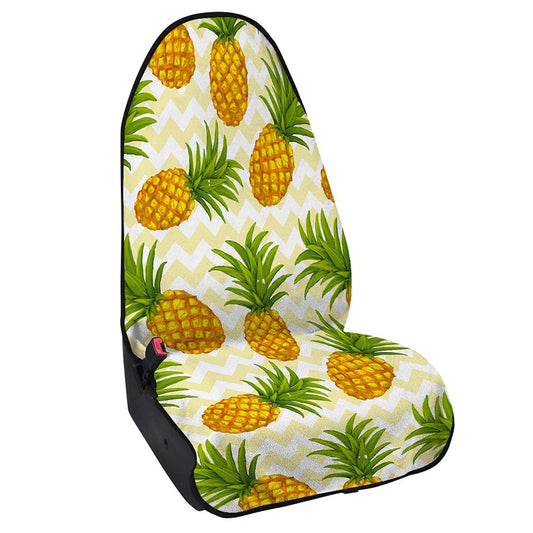 Beige Zig Zag Pineapple Pattern Print Waterproof Car Seat Cover
