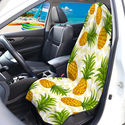 Beige Zig Zag Pineapple Pattern Print Waterproof Car Seat Cover