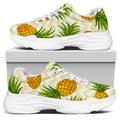 Beige Zig Zag Pineapple Pattern Print White Chunky Shoes