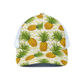 Beige Zig Zag Pineapple Pattern Print White Mesh Trucker Hat