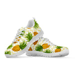 Beige Zig Zag Pineapple Pattern Print White Running Shoes