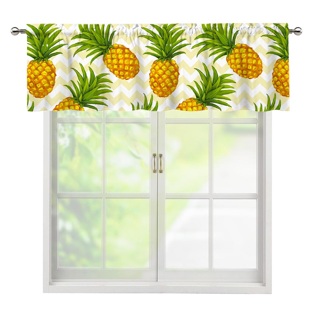 Beige Zig Zag Pineapple Pattern Print Window Valance