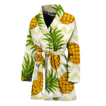 Beige Zig Zag Pineapple Pattern Print Women's Bathrobe