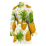 Beige Zig Zag Pineapple Pattern Print Women's Bathrobe