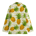 Beige Zig Zag Pineapple Pattern Print Women's Blazer