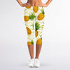 Beige Zig Zag Pineapple Pattern Print Women's Capri Leggings