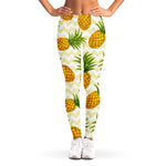 Beige Zig Zag Pineapple Pattern Print Women's Leggings