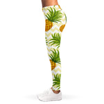 Beige Zig Zag Pineapple Pattern Print Women's Leggings