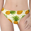 Beige Zig Zag Pineapple Pattern Print Women's Thong