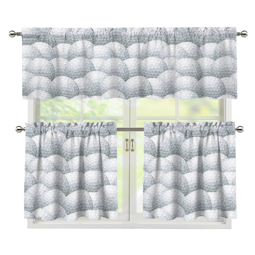 Big Golf Ball Pattern Print 3 Piece Kitchen Curtains