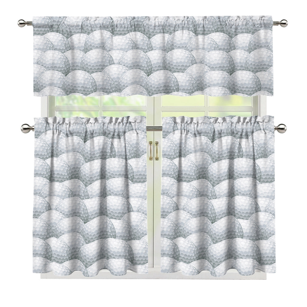 Big Golf Ball Pattern Print 3 Piece Kitchen Curtains