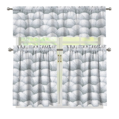 Big Golf Ball Pattern Print 3 Piece Kitchen Curtains
