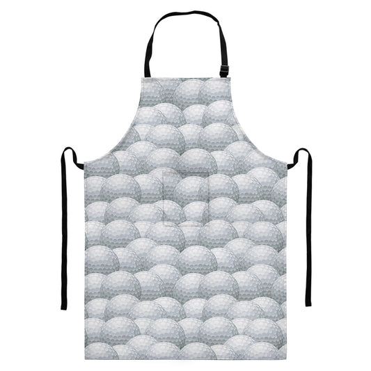 Big Golf Ball Pattern Print Bib Apron With Pocket