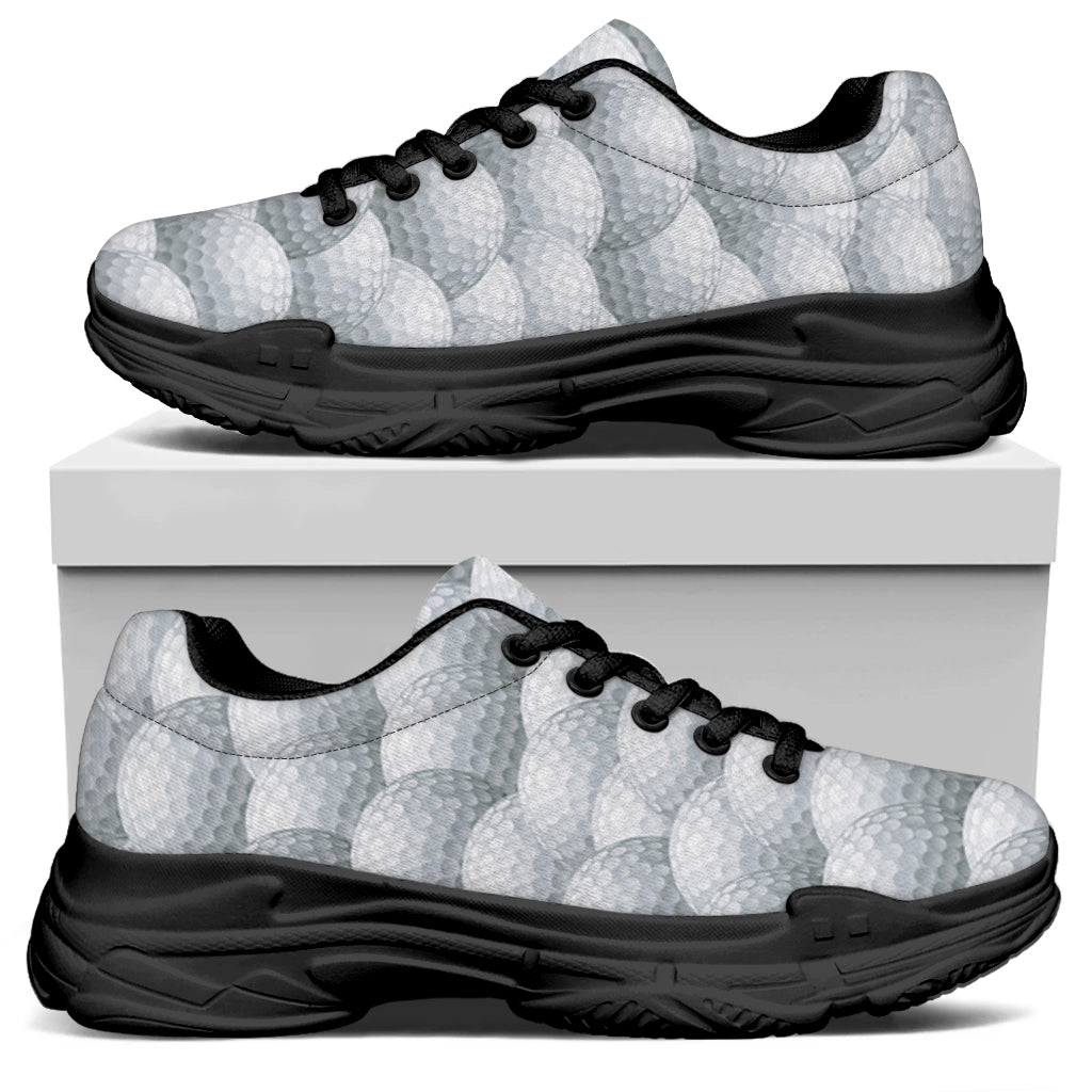 Big Golf Ball Pattern Print Black Chunky Shoes