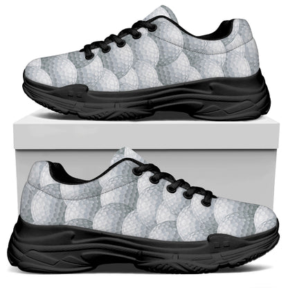Big Golf Ball Pattern Print Black Chunky Shoes