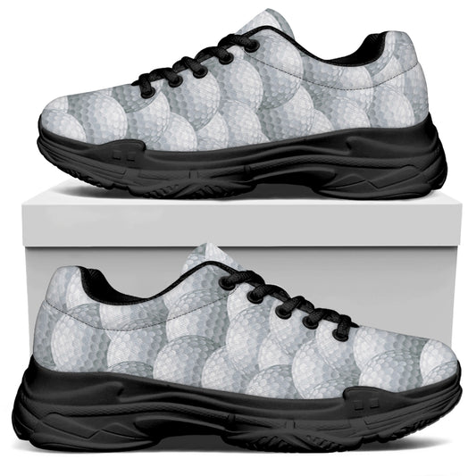 Big Golf Ball Pattern Print Black Chunky Shoes