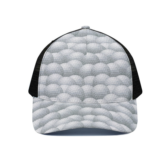 Big Golf Ball Pattern Print Black Mesh Trucker Cap