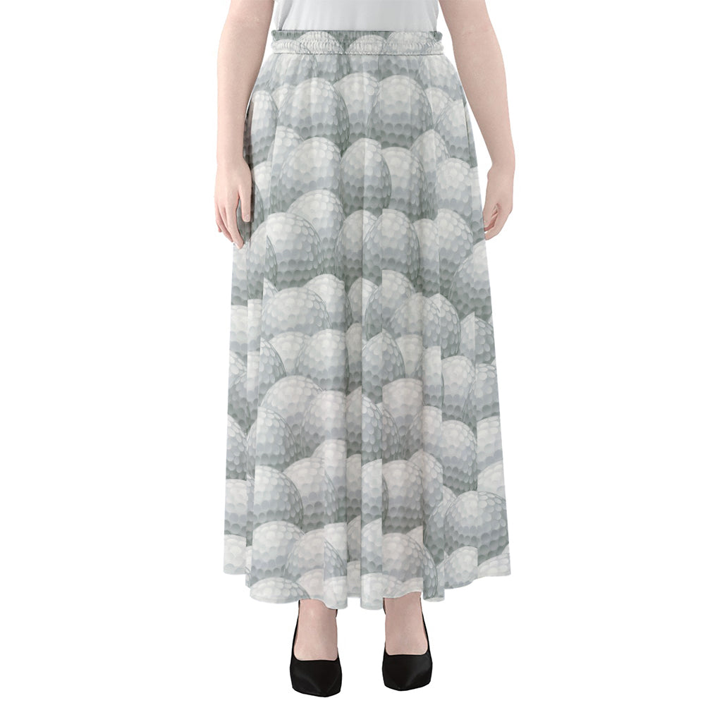 Big Golf Ball Pattern Print Chiffon Maxi Skirt