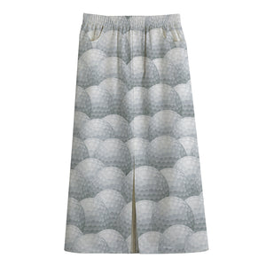 Big Golf Ball Pattern Print Cotton Front Slit Maxi Skirt