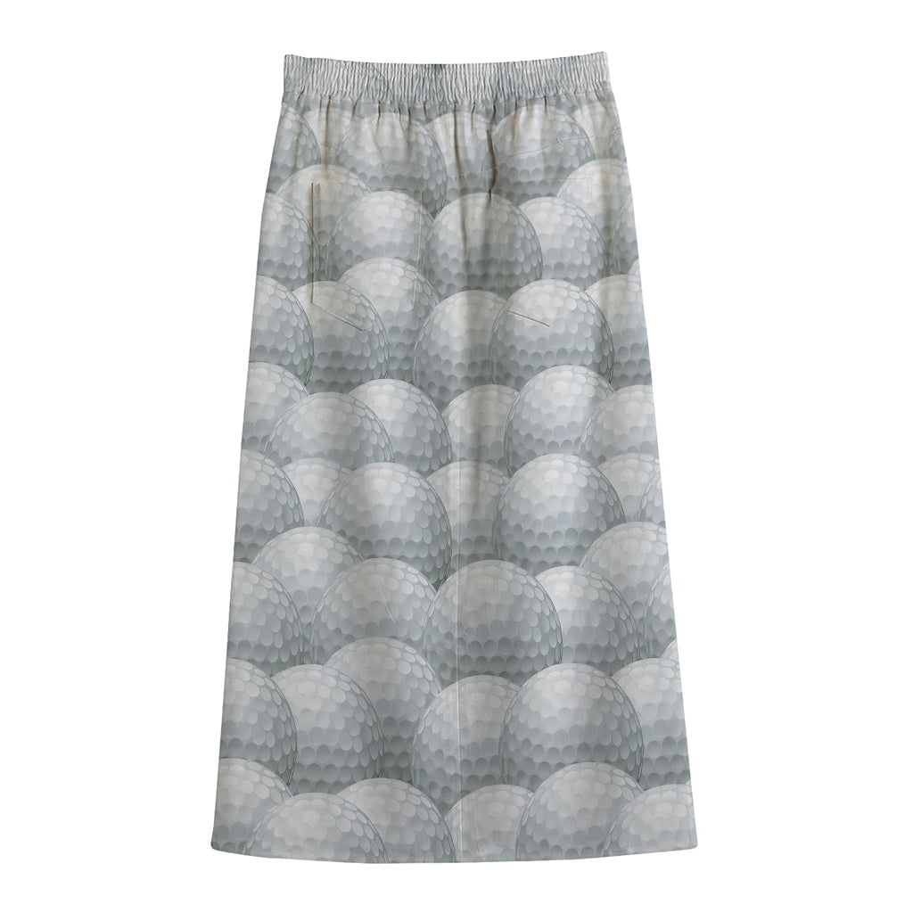 Big Golf Ball Pattern Print Cotton Front Slit Maxi Skirt