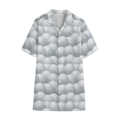 Big Golf Ball Pattern Print Cotton Hawaiian Shirt