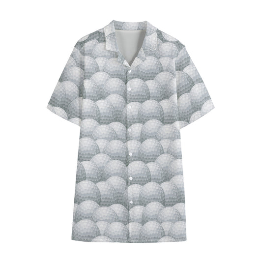 Big Golf Ball Pattern Print Cotton Hawaiian Shirt