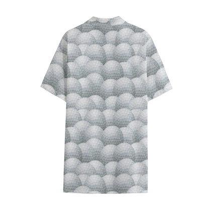Big Golf Ball Pattern Print Cotton Hawaiian Shirt