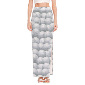 Big Golf Ball Pattern Print High Slit Maxi Skirt