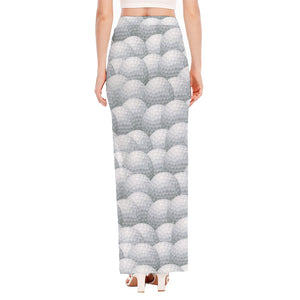 Big Golf Ball Pattern Print High Slit Maxi Skirt