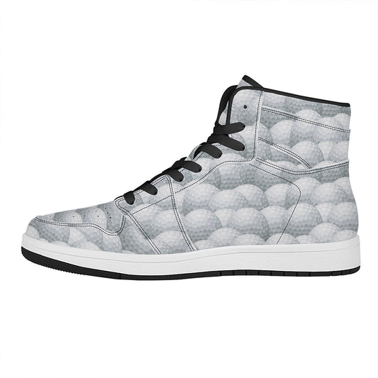 Big Golf Ball Pattern Print High Top Leather Sneakers