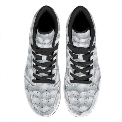Big Golf Ball Pattern Print High Top Leather Sneakers