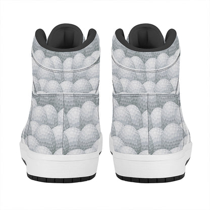 Big Golf Ball Pattern Print High Top Leather Sneakers