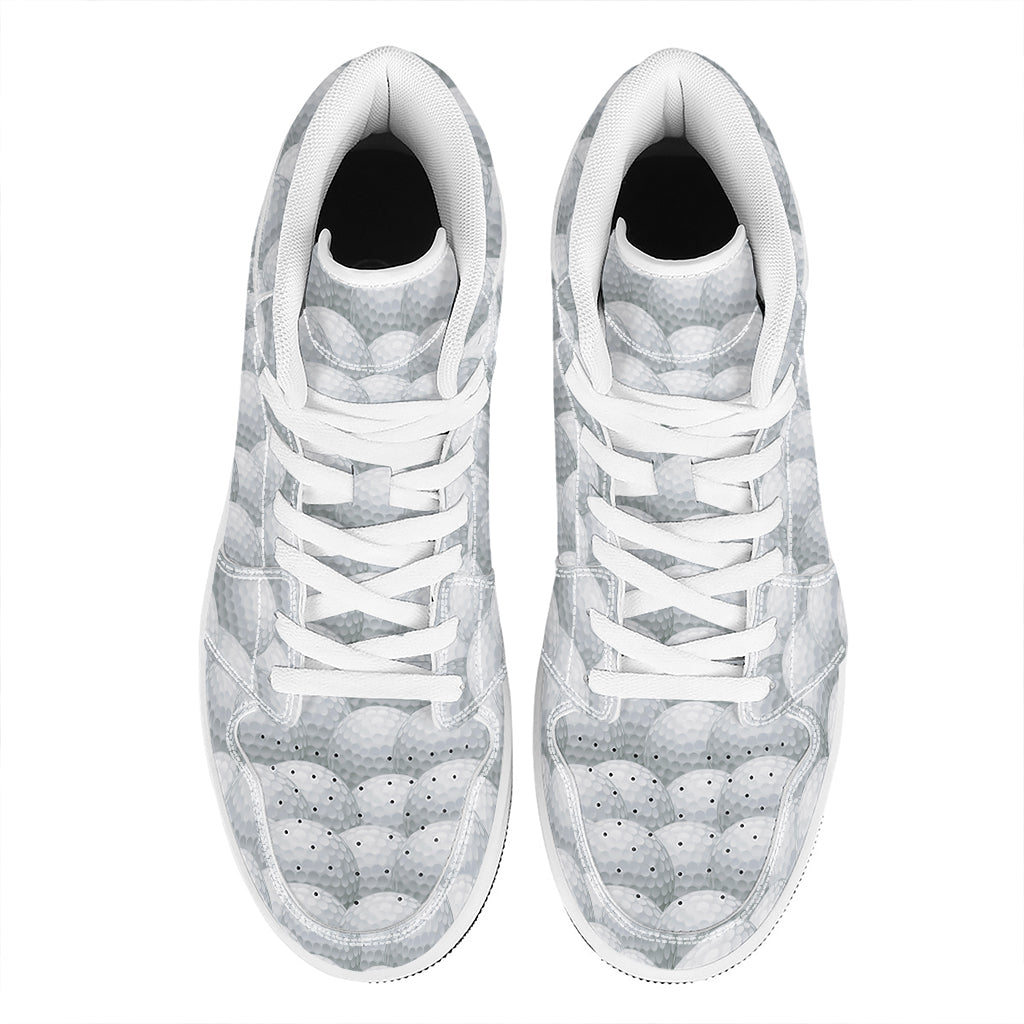Big Golf Ball Pattern Print High Top Leather Sneakers