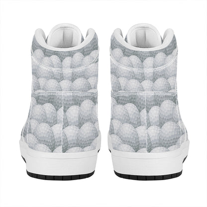 Big Golf Ball Pattern Print High Top Leather Sneakers