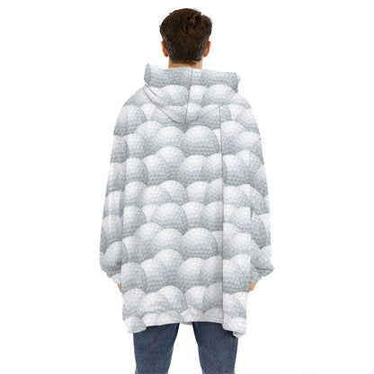 Big Golf Ball Pattern Print Hoodie Blanket