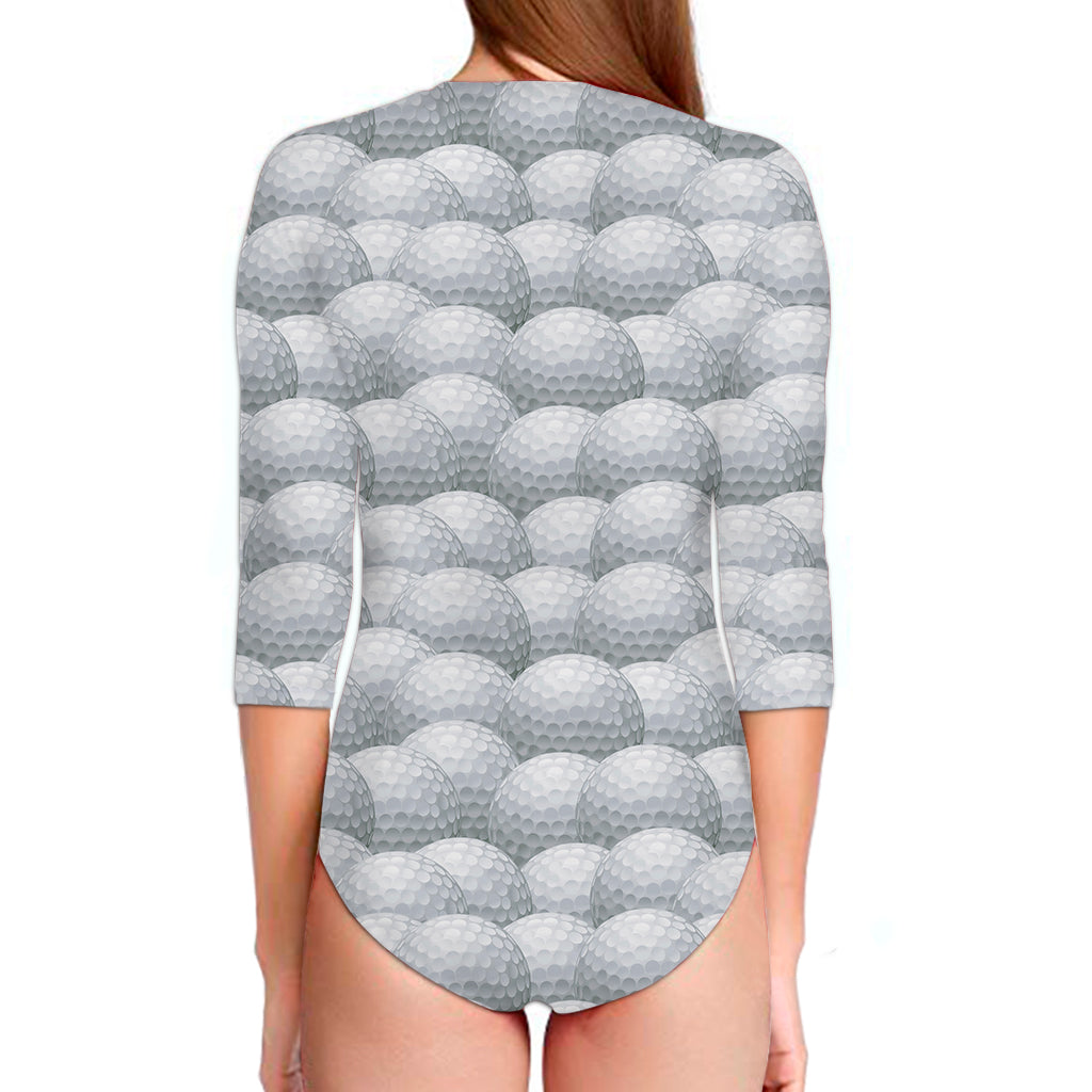 Big Golf Ball Pattern Print Long Sleeve Swimsuit