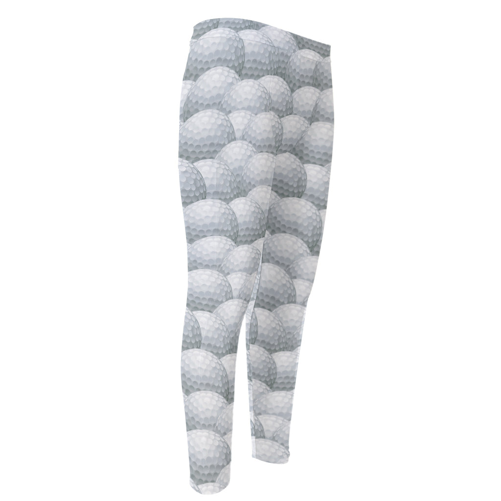 Big Golf Ball Pattern Print Men's Compression Pants