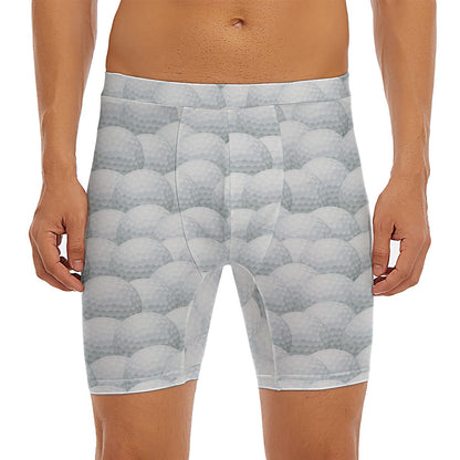 Big Golf Ball Pattern Print Men's Long Boxer Briefs