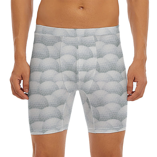 Big Golf Ball Pattern Print Men's Long Boxer Briefs