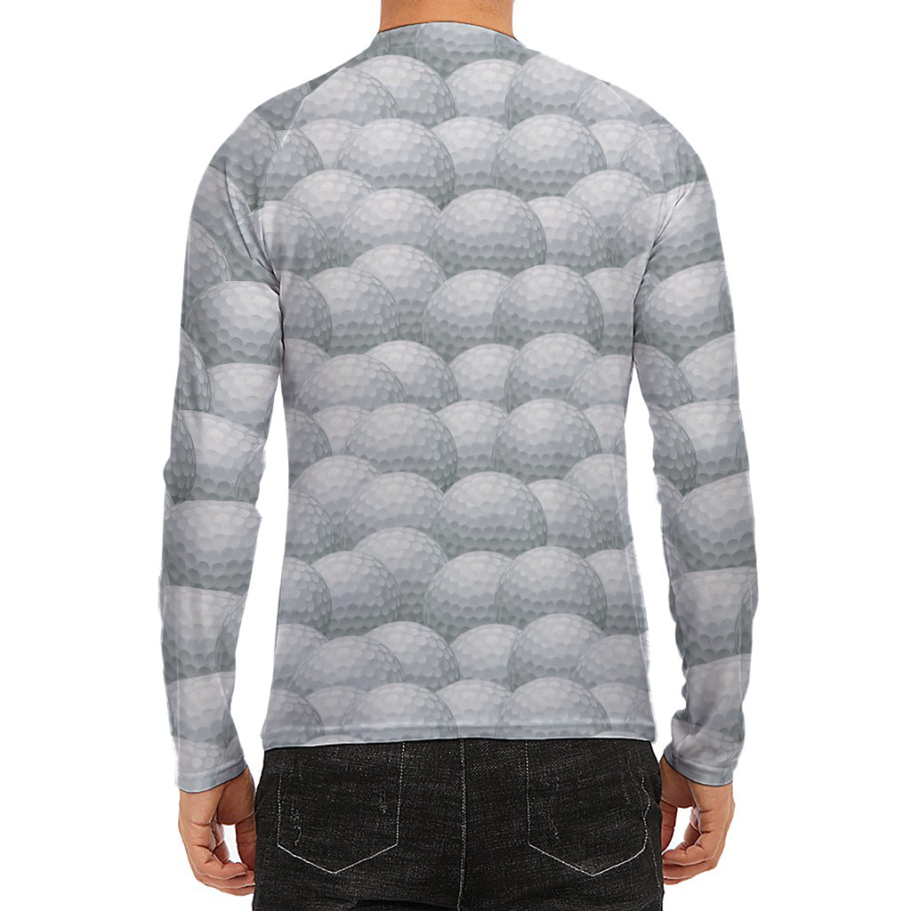 Big Golf Ball Pattern Print Men's Long Sleeve Rash Guard