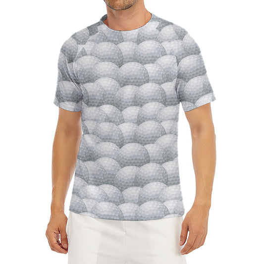 Big Golf Ball Pattern Print Men's Short Sleeve Rash Guard